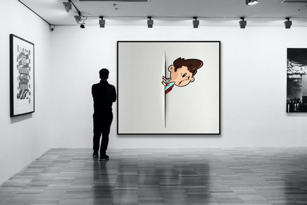 Bilder aufhängen. Kunstwerke richtig hängen. Bilder wie in der Ausstellung hängen.