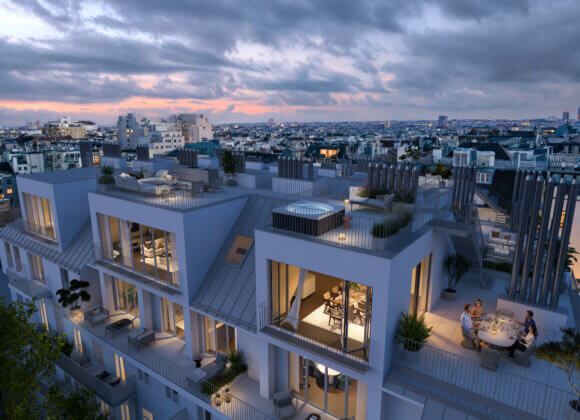 Property of the Week – Exclusive Penthouse Apartments in 1070 Vienna residential-complex-vienna-bird's-eye-view-rooftop-terraces-luxury