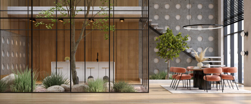 Modern style conceptual interior room 3 d illustration