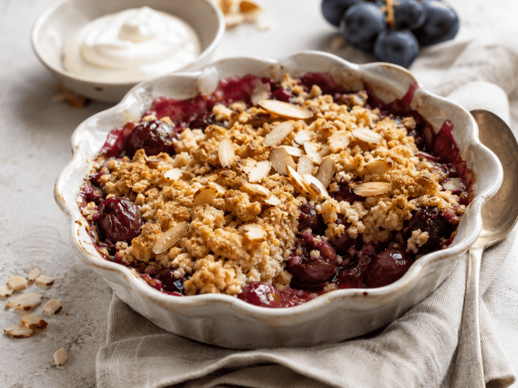 Grape Recipes to Try at Home: Grape Crumble with Almonds